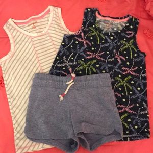 Cat and jack girls 3 piece set 2 tanks 1 shorts